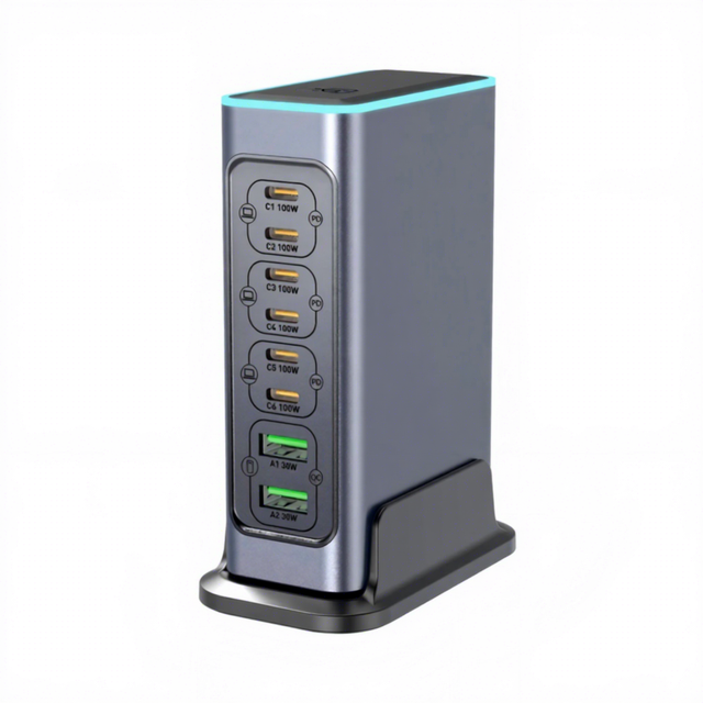 High Power 140W GaN USB-C Fast Charger with Holder Multi-Port Laptop/Tablet/Mobile Phone Desktop Type C Charging Station