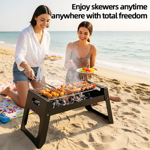 Parrilla de Carbón Portátil Delgada de 34 cm, de Acero al Carbono, Envío Rápido desde China, Plegable, Lista para Usar en la Playa, Envío Directo desde la UE - Product Image 2