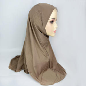 Hijab en cristal de chanvre musulman noir instantané pour enfants, vente en gros de hijab en coton orné de couleur unie et unie - Product Image 2