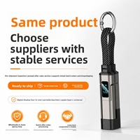 Kabel USB C 4 in 1 dengan Gantungan Kunci, Layar Digital Pengisian Cepat, Kabel Pendek untuk iPhone 17, Huawei, Samsung, Android