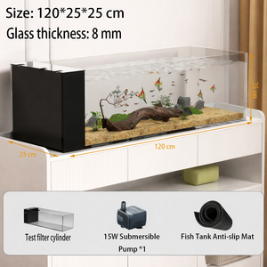Acquario in Vetro Ultra Trasparente Jingjing, Novità 2025 con Filtrazione Integrata sul Fondo e Laterale, Speciale per Acquascaping in Soggiorno - Product Image 1