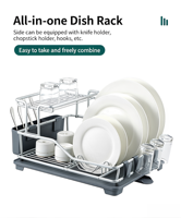 Égouttoir à vaisselle multifonctionnel à double niveau en aluminium pour comptoir, réglable pour assiettes, bols, tasses et rangement de la vaisselle