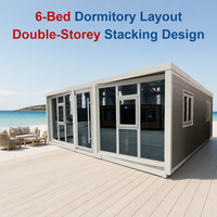 Maison conteneur pliable à double aile 20ft 40ft, 2, 3 ou 4 chambres, isolée avec panneaux sandwich, cabane préfabriquée pour resort et vacances