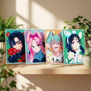 Yjacuing Alien Stage Rabbit Series Plaque d'art en acrylique 6,5 x 4,7 pouces, figurine anime scintillante officielle, objet décoratif <span class=keywords><strong>de</strong></span> <span class=keywords><strong>table</strong></span> Alnst - Product Image 6