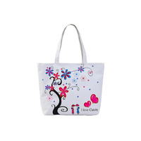 Sac fourre-tout en toile artistique à double poignée pour femmes, imprimé de dessins animés, style coréen, tendance, grand format, sac de shopping pour étudiants