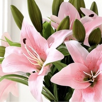 Hochwertige Realistische Mini-Lilien Künstliche Blumen Weiches PVC 3-Köpfiger Strauß Handgebunden für Hochzeit Valentinstag Abschlussfeier Outdoor
