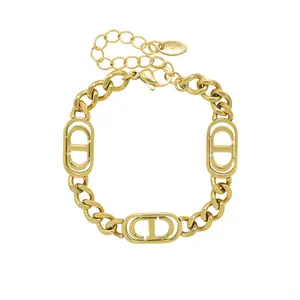 Hot vender moda 18k pulseras de acero oxidable al mayor aço inoxidável jóias banhado a ouro pulseira para mulheres