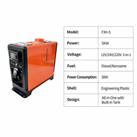 Chauffage de stationnement diesel tout-en-un 5KW 12V 24V 220V à sortie unique, réservoir intégré 3-en-1 pour camion, camping-car, maison