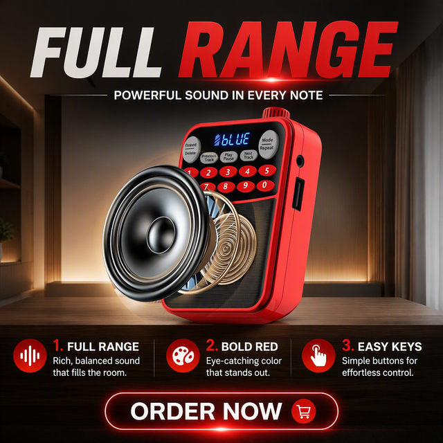 Portable Digital FM Radio with Display and Flashlight Rechargeable Battery-Powered Loud Outdoor Use 3W Output for 5.0