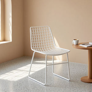 Bol <span class=keywords><strong>Bertoia</strong></span> en métal pour meubles de maison moderne, chaise en fil de maille blanche, Design Vintage, hong kong, Style européen, échantillon gratuit - Product Image 1