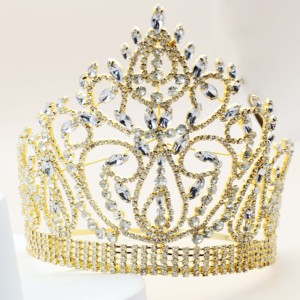 Jachon-Corona de princesa con diamantes de imitación, <span class=keywords><strong>Tiara</strong></span> personalizada de belleza de cristal, grande, Reina, Miss World - Product Image 5