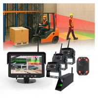 Système de sécurité pour chariot élévateur MCY AI avec détection de piétons, avertissement de collision, guide de positionnement laser, moniteur 7 pouces et caméra sans fil