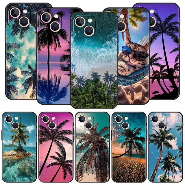 Coconut Palm Tree Design Cover UV Painting Printing Sublimation Mobile Phone Case for iPhone 11 12 13 14 15 16 Pro Max Case
