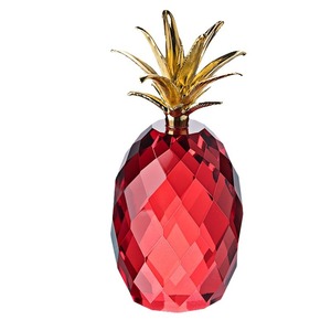 Red <b>Crystal</b> Pineapple Decorations Set Of 4 With Gold Tops For Home Decoration And Gifts - Product Image 5