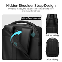 Sac à dos trolley pour ordinateur portable TSA, extensible, compartiment étanche sec/humide