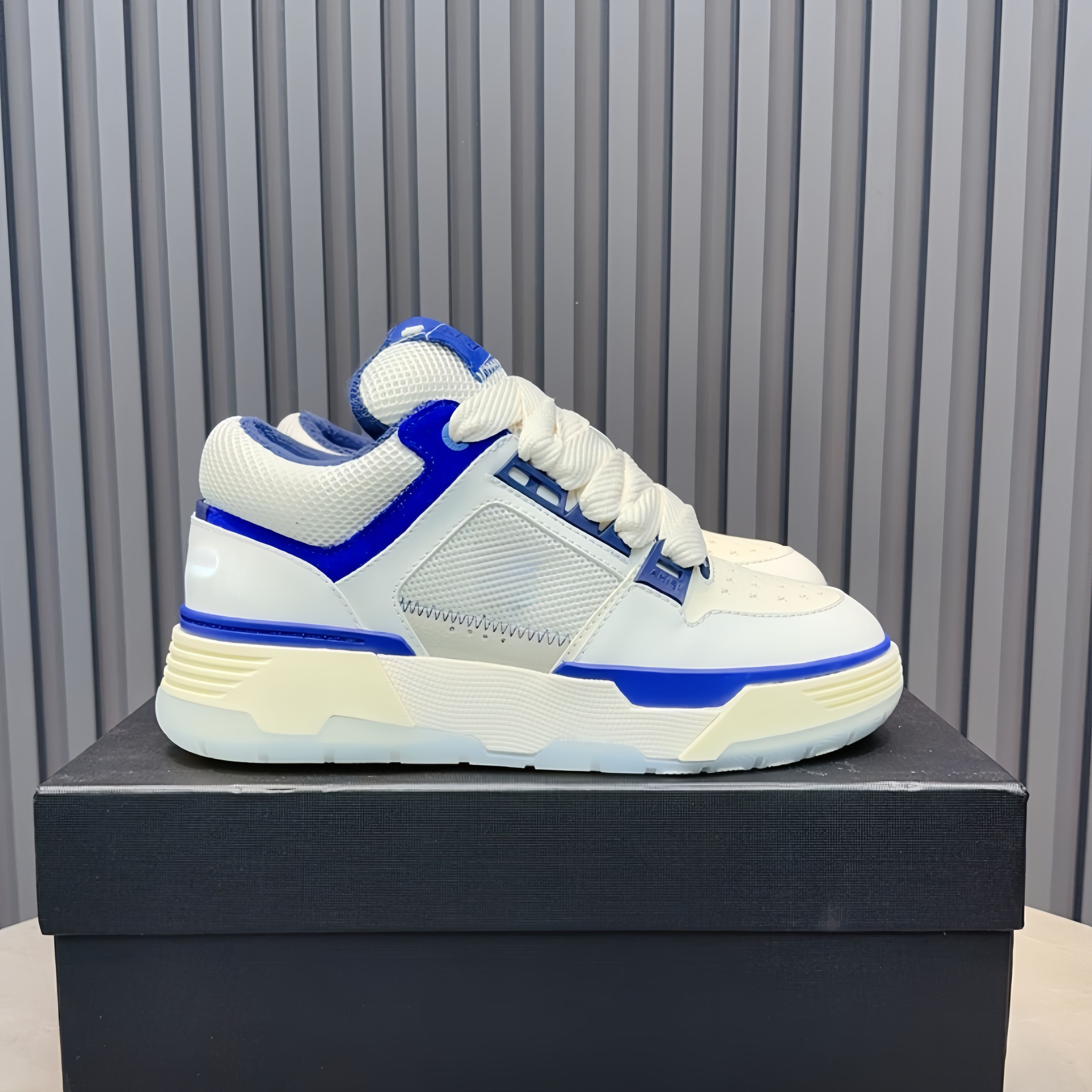 blue and white