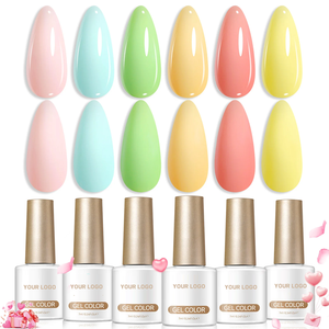 6 Colores <span class=keywords><strong>Pastel</strong></span> Floral en <span class=keywords><strong>Tonos</strong></span> Suaves, 7ml Cada Uno, Sin HEMA ni TPO, Gel UV LED Removible, Esmalte de Uñas en Gel - Product Image 1