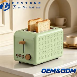 Tostadora BESTONE de 2 Rebanadas con Carcasa de Acero Inoxidable Grabada, Temporizador Mecánico, Función de Descongelar, Recalebar y Cancelar, para Uso Doméstico - Product Image 1