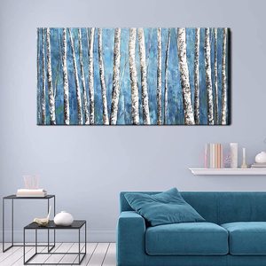 100% peint à la main salon décoration de la maison à la main <span class=keywords><strong>blanc</strong></span> <span class=keywords><strong>bouleau</strong></span> forêt abstraite peinture à l'huile toile mur art - Product Image 2