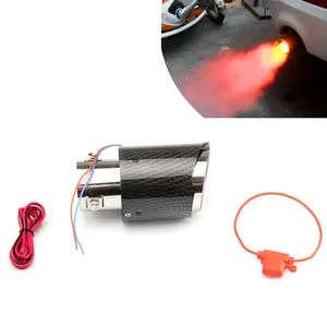 Factory Best Selling Universal Carbon Fiber Uitlaat Tip Tail Pipe Lichtgevende Led Voor 35-63Mm