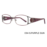 Monturas de Gafas Metálicas de Aro Completo FEROCE para Mujer, Monturas Ópticas Rectangulares de Diseño con Patillas Decorativas de Malla TTW-8006