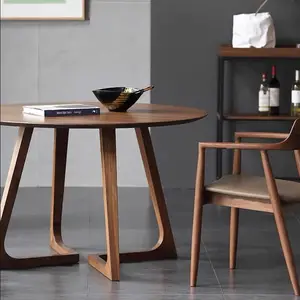 Mesa redonda de madera sólida para comedor, muebles de alta calidad para restaurante, hotel, cafetería, hogar