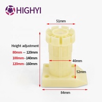 HIGHYI pieds de meubles robustes armoires de cuisine pied de nivellement bureau plinthe pieds en plastique hauteur réglable pied de table