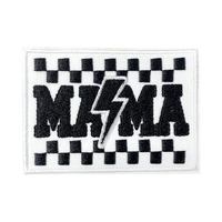 Patch brodé Mama avec motif éclair, lettrage script et applique florale thermocollante pour la Fête des Mères, vêtements, sacs et décoration DIY