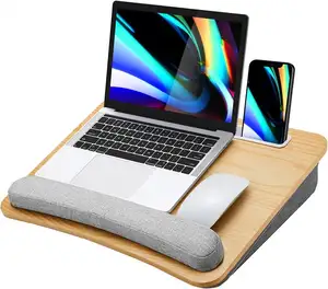 Jumon Slot for Tablet Lightweight Laptop Desk Tray Computer Bed Table for Home Travel Portable Bamboo Laptop Stand