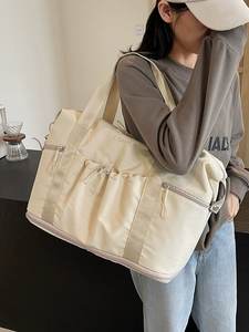 Bolsa de deporte de gran capacidad con logotipo personalizado, bolsa de deporte portátil para mujer, bolsa de gimnasio Rosa marrón para niñas, bolsa de viaje para gimnasio - Product Image 2