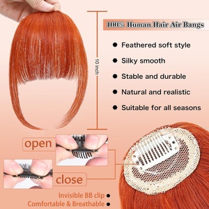 Flequillo Postizo Natural de Cabello Humano 100% con Clip, Patillas Tejidas a Mano para Mujer, Extensión de Línea de Cabello y Patillas, Multicolor - Product Image 2