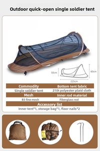 Tenda da Campeggio Monoposto a Rapida Apertura Anti-Zanzare Personalizzabile per Escursionismo e Campeggio Individuale - Product Image 6