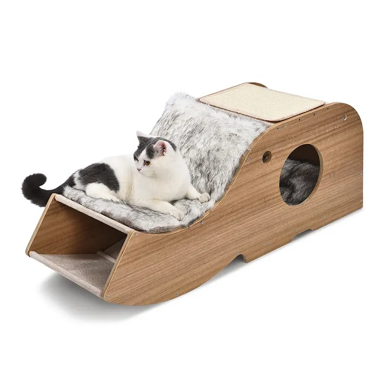 Elephant Shape Scratcher Pet Cat Furniture Sleeping Wooden Cat Tree Bed