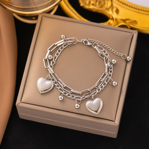 Bracciali in Acciaio Inossidabile 316L Placcati Oro 18K, Bracciale Laminato a Forma di Cuore, Bracciale Charm per Uomo e Donna - Product Image 3