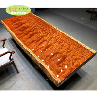 Table à manger en bois massif Bubinga de luxe, bord naturel, vente en gros d'usine, pour la maison et l'hôtel