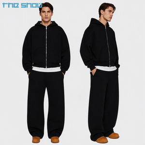 Ensemble de survêtement personnalisé pour <span class=keywords><strong>homme</strong></span> : Jogger, pantalon de survêtement ample épais, sweat à capuche et pantalon évasé - Product Image 2