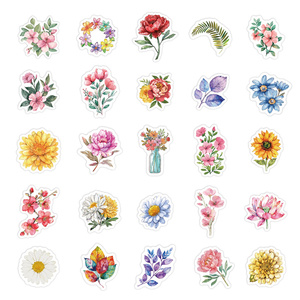สติกเกอร์ลายดอกไม้ PVC กันน้ำแบบใหม่ 50 ชิ้น น่ารัก สำหรับตกแต่งกระเป๋าถือและเทียน/งานฝีมือ สไตล์กราฟฟิตี้ - Product Image 4
