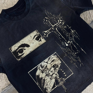 T-shirts Streetwear Personnalisés avec Logo Imprimé, Coupe Boxy Oversize en Coton Lourd 100%, Impression DTG, T-shirts <span class=keywords><strong>Manga</strong></span> à Effet Délavé Acide - Product Image 2