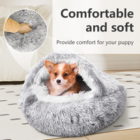 Lits pour animaux de compagnie en forme de grotte, luxueux, en coton bouclé PP, doux, en peluche, confortables, apaisants, lavables, colorés, chauds, pour chiens et chats, avec housse à capuche