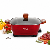 Poêle et casserole électriques multifonctionnelles de 8 L avec couvercle en verre, revêtement antiadhésif, amovible, économie d'énergie, usage domestique