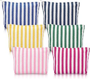 Custom Logo Printing Canvas Monogram Bag Stripe Cosmetic Pencil <b>Case</b> Packing Pouch Natural Canvas <b>Makeup</b> Bag With Zipper - Product Image 1