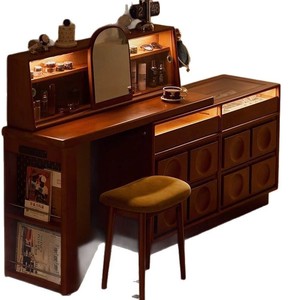 Tocador vintage de madera maciza con cómoda y escritorio esquinero para dormitorio - Product Image 5