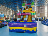 Nouvelle conception Toboggan aquatique gonflable en PVC léger de qualité commerciale, coloré effet marbre, pour l'extérieur, thème bâtonnets de crème glacée d'été