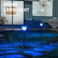 Lampe solaire LED carrée à température de couleur double, dimmable, étanche IP54, pour éclairage paysager extérieur, jardin et pelouse, avec piquet