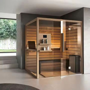 Sauna extérieur électrique moderne et zone de <span class=keywords><strong>repos</strong></span>, <span class=keywords><strong>maison</strong></span> en bois préfabriquée, bain à remous, villa en bois massif - Product Image 6
