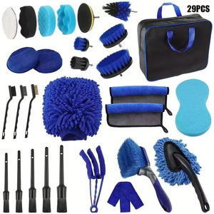 Set di 29 Spazzole per Lavaggio <span class=keywords><strong>Auto</strong></span>, Spazzole per Trapano Elettrico e Kit di Pulizia per Dettagli <span class=keywords><strong>Auto</strong></span> - Product Image 1