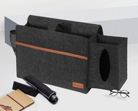 Organisateur de sac de rangement en feutre durable avec logo personnalisé Caddy de rangement de chevet en feutre suspendu avec boîte à mouchoirs et poche pour bouteille d'eau