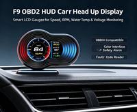 Compteur de vitesse numérique F9 OBD2 pour voiture, écran LCD LED, 7 couleurs réglables, température de l'eau, compte-tours