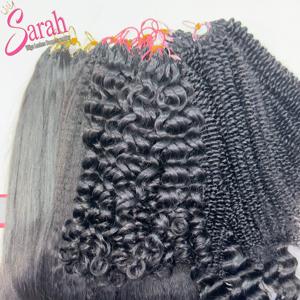 Extensions de cheveux humains vietnamiens tressés sans nœuds, style bohème, bouclés crépus, micro-boucles invisibles, pour tissage au crochet <span class=keywords><strong>Miracle</strong></span> Knot - Product Image 2