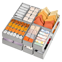 15 pièces de séparateurs de tiroirs pliables multifonctionnels rectangulaires, 3 tailles pour sous-vêtements, couches pour bébés, pantalons, cosmétiques (gris)